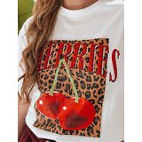 DStreet T-shirt damskie oversize z wiśniami WISONKA biały | Shoptok.si
