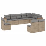 Maison Chic Seti vrtnega pohištva - Vrtna garnitura - Vrtni pohištvo set 10-delna z blazinami bež poli ratan, (21811682) | Shoptok.si