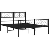  Metalni okvir kreveta uzglavlje i podnožje crni 120x190 cm | shoptok.hr