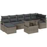 vidaXL 8 Dijelni Vrtni Sofa Set s Jastučićima Siva Poli Ratan, 2-Sjedalni Vrtni Sofa s Prostorom za Pohranu i Jastučićima Siva Poli Ratan | shoptok.hr