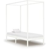 Maison Chic Posteljni okvir - Enojna postelja - Postelja za odrasle z baldahinom bel iz trdne borovine 90x200 cm, (21696700) | Shoptok.si