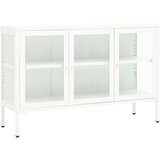 Maison Chic Komoda - Predalnik - Stranska omarica bela 105x35x70 cm jeklo in steklo, (21718762) | Shoptok.si