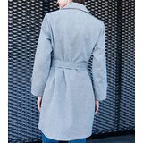 Gemre Elegant Gray Oversized Belted Coat Bahera | shoptok.hr