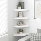  323909 Floating Corner Shelves 4 pcs High Gloss White 35x35x3,8 cm MDF | shoptok.hr