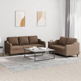 vidaXL Sedežna garnitura 2-delna z blazinami rjavo blago | Shoptok.si