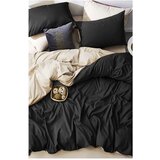 Mila Home Črno-kremno bela bombažna podaljšana posteljnina za zakonsko posteljo z rjuho 200x220 cm - Mila Home Cene