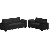  Dvodijelni set sofa s jastucima, crni baršun | Shoptok.si