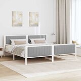  Okvir kreveta s uzglavljem Bijela i svijetlosiva 200 x 200 cm | shoptok.hr