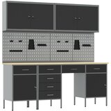 vidaXL 10-delni set delovne mize črni jeklo, (22047504) | Shoptok.si