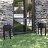 Maison Chic Vrtno cvetlično korito - Cvetlični Lonec 2 kosa črno 31x31x70 cm trdna borovina, (21789176) | Shoptok.si