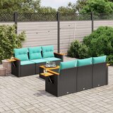  7-dijelni set vrtnih sofa od poliratana s jastucima crni | shoptok.hr