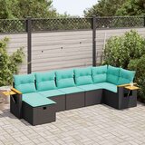 Vrtna garnitura - 7-dijelni set vrtnih sofa od poliratana s jastucima crni - Crna sa spremištem 7 | shoptok.hr