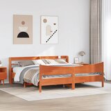  Okvir kreveta s uzglavljem voštano smeđi 180x200 cm od borovine | shoptok.hr