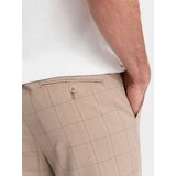 Ombre Men's classic cut pants in fine check - sand | Eponuda.ba