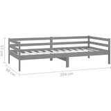  Dnevni ležaj s madracem 90 x 200 cm sivi od masivne borovine | shoptok.hr