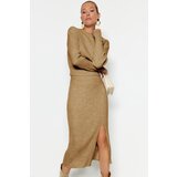 Trendyol Camel Crop Skirt Knitwear Bottom-Top Set