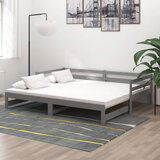 The Living Store Izvlečna dnevna postelja siva trdna borovina 2x(90x200) cm - Dnevna Postelja, (21508608) Cene