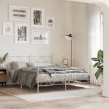 Maison Chic Kovinski Posteljni okvir - Dvoposteljna postelja - Zakonska postelja z vzglavjem in vznožjem bel 160x200 cm, (21696686) | Shoptok.si