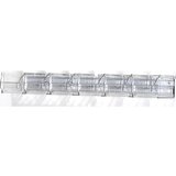 mauser Stenska letev z odprtimi skladiščnimi posodami, prozorna, dolžina 600 mm, 6 predalov | Shoptok.si