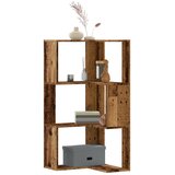  Kutni regal za knjige s 3 razine staro drvo 50x50x102cm drveni | shoptok.hr