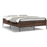  The Living Store Posteljni okvir rjav hrast 150x200 cm inženirski les in kovina - Posteljni Okvir, (21445810) | Shoptok.si