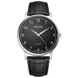 Adriatica muški vintage crni srebrni elegantni ručni sat sa crnim kožnim kaišem Cene