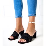  Black classic eco-suede block heel mules Risana | shoptok.hr