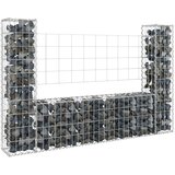 vidaXL Gabionska košara U-oblika s 2 stupa 140 x 20 x 100 cm željezna | shoptok.hr