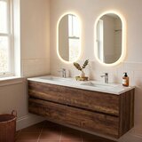 Skye Decor Set kupaonskih ormarića s umivaonikom i ogledalom, 2 komada, smeđa u