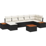 8 Dijelni Set Vrtnih Sofa s Jastučićima Crni Poli Ratan Akacija | shoptok.hr