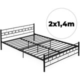 ModernHome metalni krevet 140 x 200 cm s letvičastom podnicom, crni u