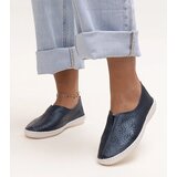 Gemre Navy blue leather perforated shoes Bernice Cijene