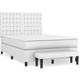 vidaXL Box spring postelja z vzmetnico bel 140x200 cm umetno usnje, (20900758) Cene