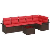  Vrtna sedežna garnitura z blazino 7 pcs Rjava Poly ratan, (5000022487) | Shoptok.si