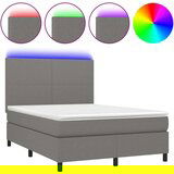  Box spring postelja z vzmetnico LED temno siva 140x190 cm blago, (20937276) | Shoptok.si