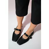 LuviShoes BLUFF Black Skin Flat Toe Women's Flat Shoes