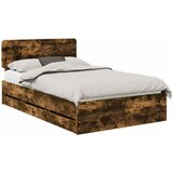 vidaXL Konstrukcija postelje s predalom Dimljeni oreh 135 x 190 cm, (5000113629) | Shoptok.si
