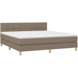  Krevet box spring s madracem LED smeđesivi 160x200 cm tkanina | shoptok.hr