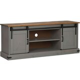 vidaXL TV omarica HALDEN 2 drsna vrata siva 150x40x60 cm masivni les | Shoptok.si