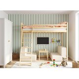  Dječji drveni krevet na kat Sofena sa sofom 200x90 cm, svijetlo drvo, s madracem od PE pjene 8 cm | shoptok.hr