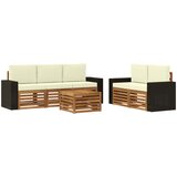  Set vanjskih sofa 6 kom. Prirodna i krem Čvrsto drvo akacije | shoptok.hr