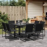  9-dijelni vrtni blagovaonski set crni od tekstilena | shoptok.hr