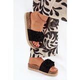 Boto Women's Platform Slippers With Decorative Flowers Black Tessara Cene