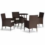  5-dijelni vrtni bistro set od poliratana s jastucima smeđi Smeđa | Shoptok.si