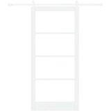  Klizna vrata 93 x 202 cm Masivna borovina i staklo Bijelo | shoptok.hr
