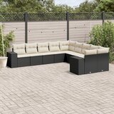  10-dijelni set vrtnih sofa s jastucima crni od poliratana | shoptok.hr