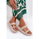 Boto Women's Platform Sandals With Golden Buckles Beige Wernone | Shoptok.si