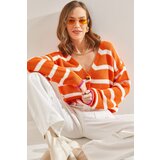 Bianco Lucci Women's White Striped Cardigan Cene