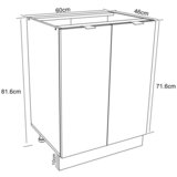 MID.YOU Kuhinjska Spodnja Omarica Fasola, Bela, Hrast, Š 60cm | Shoptok.si