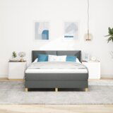 vidaXL Box Spring Krevet s Madracem Tamno Sivi 140x190 cm Tkanina, Uzglavlje s Dugmadi Tamno Sivo 140 cm Tkanina | shoptok.hr